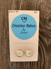Load image into Gallery viewer, White Glitter Leather Stud Earrings
